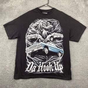 SLAM Da Hook Up Lowrider Car Graphic T-Shirt Men XL Black DGA Tees‎ Y2k Hip Hop